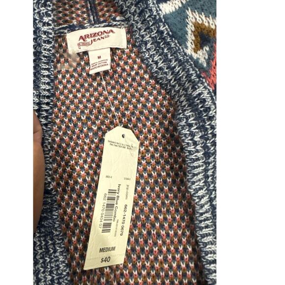 ARIZONA JEANS CO Cardigan Open Front Patterned W/Bottom Fringe SIZE MEDIUM - Picture 4 of 5